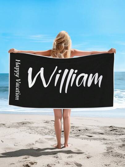 قطعة واحدة منشفة شاطئ مخصصة، منشفة شاطئ مخصصة بالاسم، منشفة بسيطة، 70*140 سم، 80*130 سم، مثالية للاستخدام في الخارج في الشاطئ والسفر والسباحة واللياقة البدنية واليوجا، اكسسوارات الشاطئ، مثالية للرجال والنساء، هدية عيدية، هدية عيد الأم، هدية عيد...