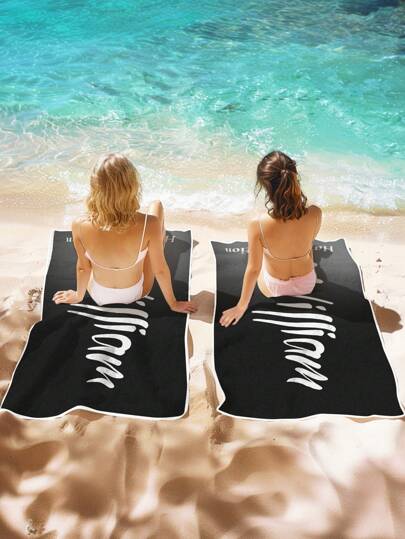 قطعة واحدة منشفة شاطئ مخصصة، منشفة شاطئ مخصصة بالاسم، منشفة بسيطة، 70*140 سم، 80*130 سم، مثالية للاستخدام في الخارج في الشاطئ والسفر والسباحة واللياقة البدنية واليوجا، اكسسوارات الشاطئ، مثالية للرجال والنساء، هدية عيدية، هدية عيد الأم، هدية عيد...