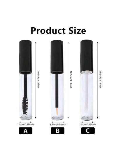 1 قطعة أنبوب فارغ أسود لمسكرة، أنابيب لخط العين وبلسم الشفاه، حاوية لكريم الرموش، ملحقات محمولة للتخزين