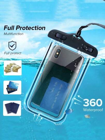 1/2/3 كيس مقاوم للماء عالمي IPX8 كيس هاتف مقاوم للماء، حقيبة هاتف مقاومة للماء للسباحة والغوص تحت الماء، غلاف هاتف مقاوم للماء للشاطئ، كيس هاتف جاف للهواتف الذكية، إكسسوارات الهاتف والطائرة والرحلات والرياضة والسفر الصيفي والمخيمات