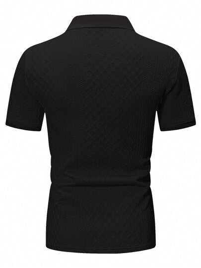 Manfinity Homme قميص بولو بأكمام قصيرة و لون سادة للرجال ، صيفي/ يومي