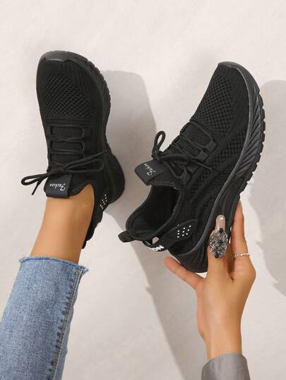 حذاء نسائي للجري خفيف الوزن، حذاء رياضة مريح للمشي، حذاء تنس خارجي يربط بالرباط ومنفس، ByYQUS