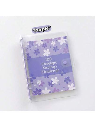 أثاث مكتبي كتاب ورقي فارغ بتصميم زهرة الكرز باللون الأرجواني لتحدي التوفير المالي 100 يوم (52 ورقة 104 صفحة)، يستخدم للتخطيط الشخصي لتوفير 5,050 دولار خلال 100 يوم، هدية للأصدقاء والعائلة، ولاستخدامه يوميًا