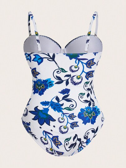 Swim Oasis مجموعة الملابس الصيفية بقطعة واحدة مطبوعة بالكامل بحجم كبير للشاطئ مع سروال حمامي مربوط للعطلات