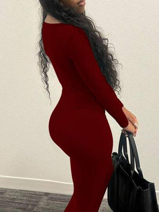 فستان نسائي ضيق برقبة دائرية وأكمام طويلة لصيفية