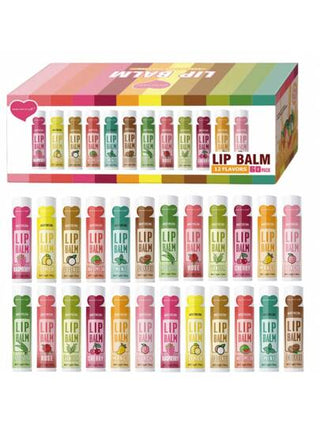 MISS FACTORX 60 حبة/صندوق، طقم هدية شفاه شكل قلب 12 نكهة، ترطيب عميق 5 جرام، ترطيب عالي،مغذية ومنيرة لعناية الشفاه، هدية مثالية للنساء ،تفضيلات الحفلات