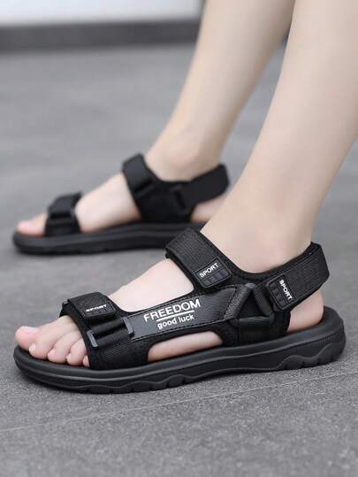 صنادل رجالية، شبشب عصري أسود عارض، للطلاب