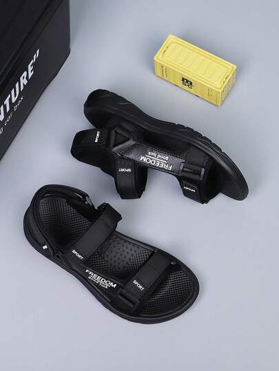 صنادل رجالية، شبشب عصري أسود عارض، للطلاب