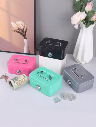 أثاث مكتبي قفل معدني مربع صغير لتخزين الأشياء، صندوق تخزين للطلاب في المنزل، صندوق نقود، صندوق إيداع عملة، صندوق إيداع آمن 11.5 * 9.5 * 5.8سم، لوازم مدرسية، العودة إلى المدرسة