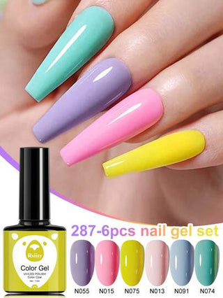 XEIJAYI مجموعة صبغ أظافر جل 7.3 مل على شكل مثلجات ملونة 6 قطع XEIJAYI UV LED Soak Off Gel Polish : تميز باستخدام ألوان صبغ أظافر جل من موس لتجميل الأظافر في ديي المنزل والصالون