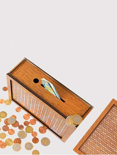 أثاث مكتبي صندوق مالي خشبي للمال الدخول، مصرفية صندوق مالي قابل لإعادة الاستخدام بمخطط هدف الادخار وصناديق الأرقام - 1000/2000/3000/5000/10000 يورو