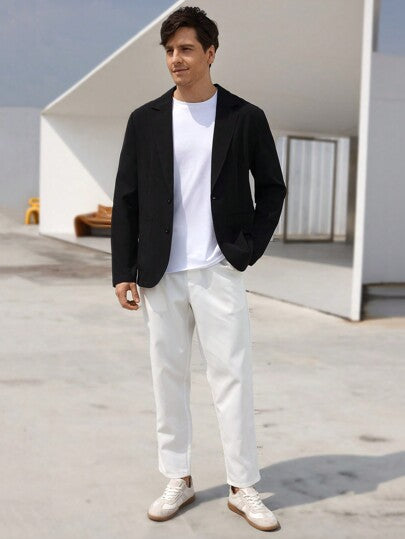 Manfinity Bizformal جاكيت بدلة رجالية عصرية بلون سادة