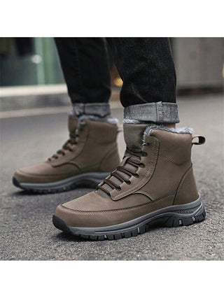 بوت رياضية شتوية للرجال 2024 باطني مبطن للدفء، بوت جلدية مقاومة للماء، بوت ثلج دافئة، بوت عمل وكاجوال للرجال مانعة للانزلاق، تتناسب مع الجينز