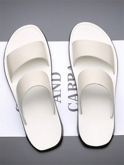 شبشب رجالي جديد لصيف 2024، شرائح بيضاء عصرية وغير رسمية مانعة للانزلاق للارتداء في الهواء الطلق والشاطئ