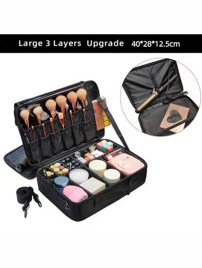حقيبة مستحضرات تجميل جديدة من قماش الأكسفورد للنساء، واسعة السعة ومقاومة للماء، علبة مستحضرات تجميل للسفر، منظم للمستلزمات ، هدايا للضرورات ، اكسسوارات السحاب المناسبة للاظافر