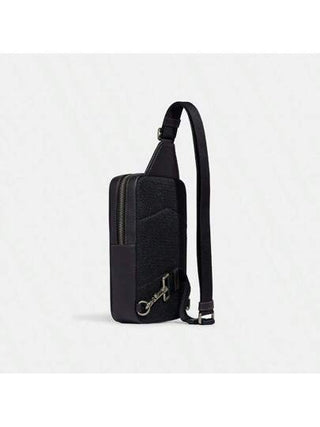 Coach حقيبة صدر جلدية من سوليفان باك مع أحزمة قابلة للتعديل، حقيبة كتف يومية للرجال، حقيبة كتف خفيفة الوزن، لون كاكي/فحمي C9865 QBTUP