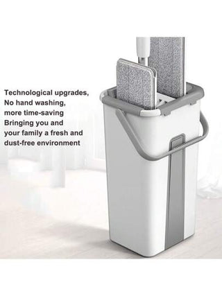 ممسحة أرضيات منزلية مسطحة، ممسحة تنظيف أرضيات خالية من الأيدي، مع جالون ماء وخافطة