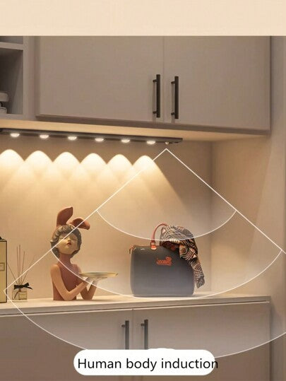 مصباح خزانة LED بحساس الحركة بأطوال 20 سم / 30 سم / 40 سم / 50 سم وشريط تغيير ثلاثي الألوان ، مصباح ذكي فائق النحافة لعداد مطبخ ، مصباح خزانة ملابس بحساس الجسم و بطارية قابلة لإعادة الشحن ولاسلكي وذاتية اللصق مناسب للخزائن ورفوف الأحذية والمداخل ، يتضمن 3