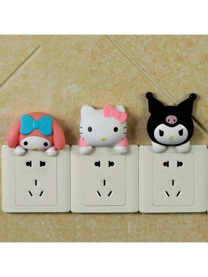 Sanrio 1/3 قطع ملصقات ديكور كورومي وميلودي وهلو كيتي للغرفة والمنزل والمدخل، مزين للأجواء، ديكور حائطي، ديكور المنزل والغرف، لاصق قابل للإزالة