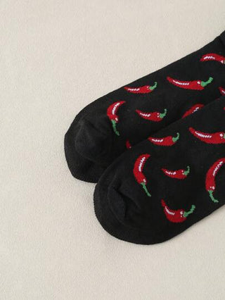 زوج من جوارب القدم المتوسطة ذات طراز رجالي عصري، متعددة الاستخدامات وراحة مصنوعة بشكل رسم الفلفل الحار