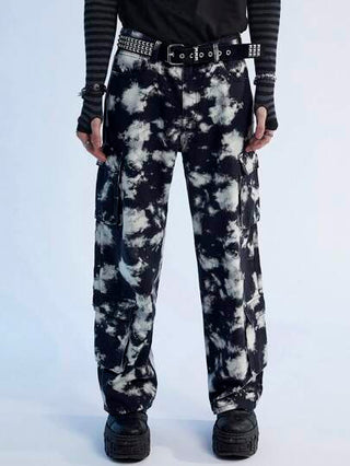 Manfinity Denimwave جينز رجالي فضفاض مطرز بتقنية الربط العشوائي بطريقة اليو 2 كيه العصرية الشارعية القديمة