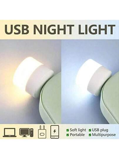 6 قطع/10 قطع إضاءة ليلية صغيرة بمنفذ USB، إضاءة طوارئ بجانب السرير في غرف النوم والسكن الجامعي، توفير الطاقة وحماية العين
