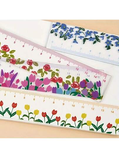 أدوات مكتبية ومدرسية مسطرة صلبة بشكل وردة مصنوعة من الأكريليك للاستخدام في المدارس والمكاتب قطعة واحدة