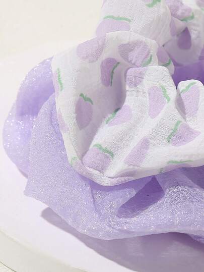 6 قطع مجموعة ربطات شعر بمظهر لطيف وحلو باللون البنفسجي للبنات، مناسبة للاستخدام اليومي والعطلات واللعب