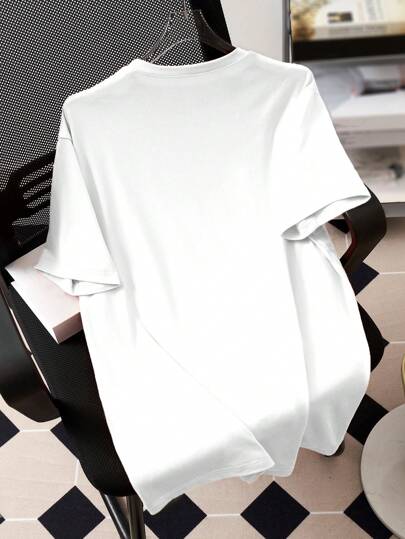 تي شيرت صيفي عارض للفتيان المراهقين بياقة دائرية وأكمام قصيرة بطباعة شعار القطط