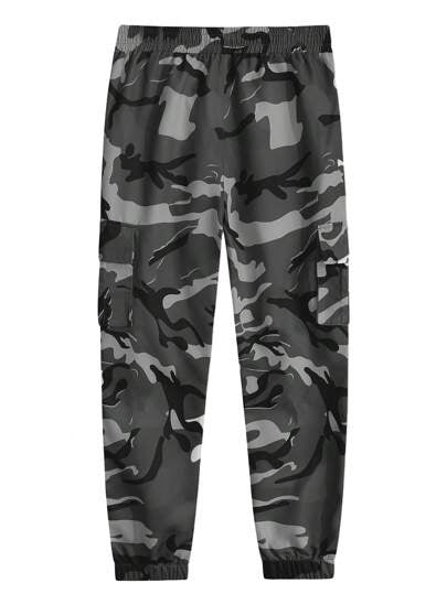 بنطلونات كاجوال رياضية للرجال ذات طبعة كاموفلاج عصرية مع جيوب متعددة الأغراض للخارجيات