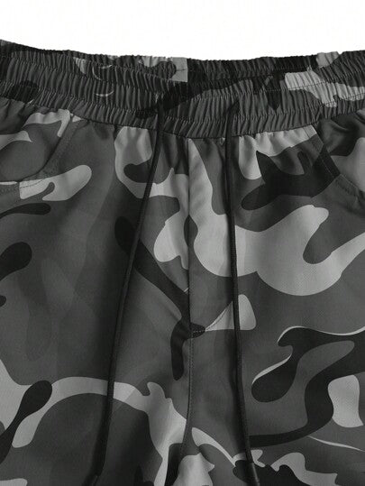 بنطلونات كاجوال رياضية للرجال ذات طبعة كاموفلاج عصرية مع جيوب متعددة الأغراض للخارجيات