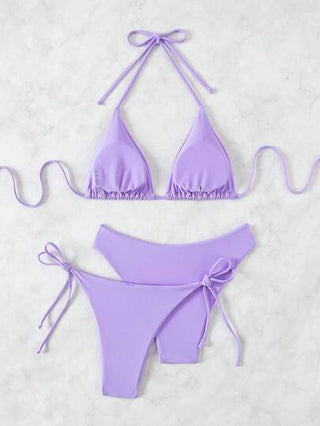 Swim Basics طقم بكيني نساء بلون أحادي بحمالة عارية بحمالة عارية مثيرة مع طقم بكيني منفصل، علوي، سفلي وغطاء، ملابس شاطئ صيفية 3 قطع