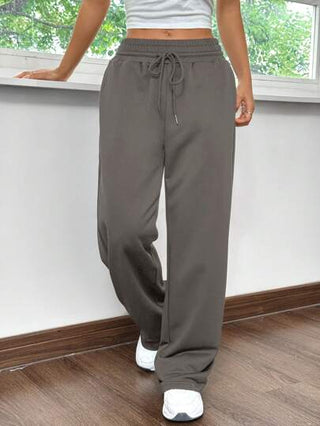 EZwear سروال كاجوال رياضي رمادي فضفاض للمنزل والصيف بقصة مستقيمة واسعة