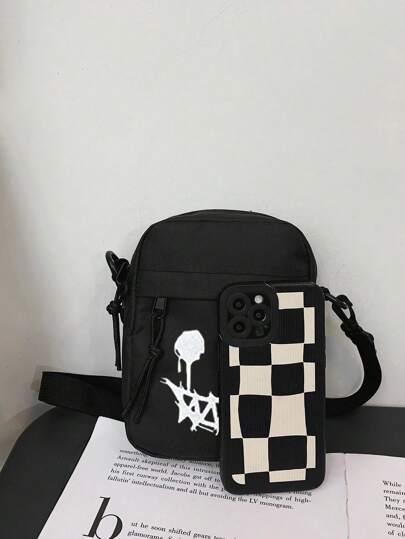 قطعة واحدة حقيبة كتف صغيرة بلون أوكسفورد صلب، حقيبة عبر الجسم بتصميم عصري بسيط، مناسبة للاستخدام اليومي