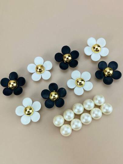 14 قطعة إكسسوارات حذاء مزينة بالزهور تناسب صنادل الكلوج، للفتيات والنساء البالغات