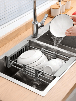 مصفاة حوض مطبخ قطعة واحدة، حامل حوض فولاذي مقاوم للصدأ قابل للسحب، منظم أدوات طاولة الطعام