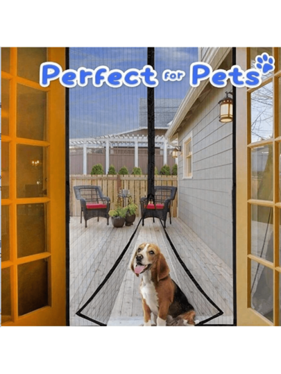 قطعة واحدة شبكة باب مغناطيسية - إغلاق سلس، ثقيلة التحمل، بدون استخدام اليدين، آمن للحيوانات الأليفة - حاجز ضد الحشرات مقاوم للطقس للمنزل والمناطق الخارجية - سهل التركيب