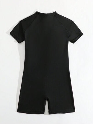 مايوه ملون للفتيات في مرحلة ما قبل المراهقة ذو قطعة واحدة بسحاب أمامي