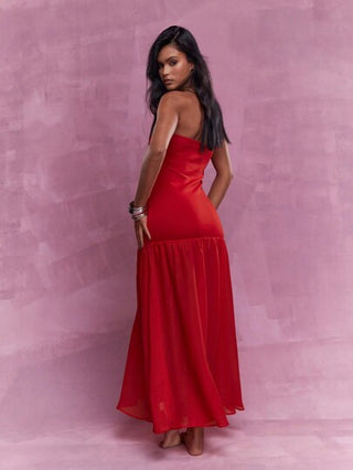 MISSGUIDED فستان ماكسي بوهيمي بحزام وحاشية متدلية طويلة
