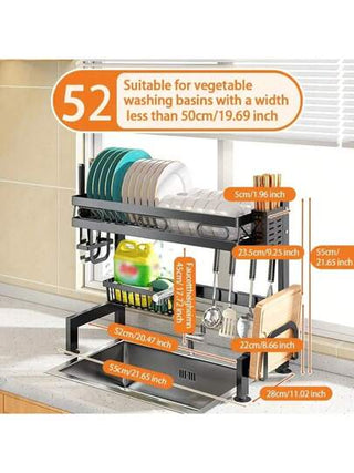 حامل تخزين الحوض المزدوج للمطبخ من الصلب المطلي ، حامل صحون المطبخ ، حامل تخزين المطبخ ، مادة الكربون الصلب المطلي المدهون ، حامل تخزين أدوات المطبخ الجميل والأنيق دليل المطبخ