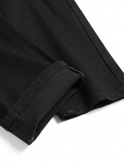 سراويل جينز ضيقة مطاطية بطبعة نباتية للرجال