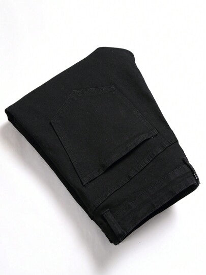 سراويل جينز ضيقة مطاطية بطبعة نباتية للرجال