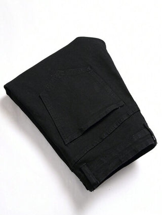 سراويل جينز ضيقة مطاطية بطبعة نباتية للرجال