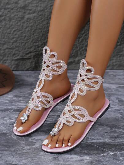 بوت نسائي موديل 2025 ذو شكل روماني عالي الطول ، صنادل شقة بلورية تنفس ، بوت جلد طويلة مفرغة ذات إبزيم حقيقي