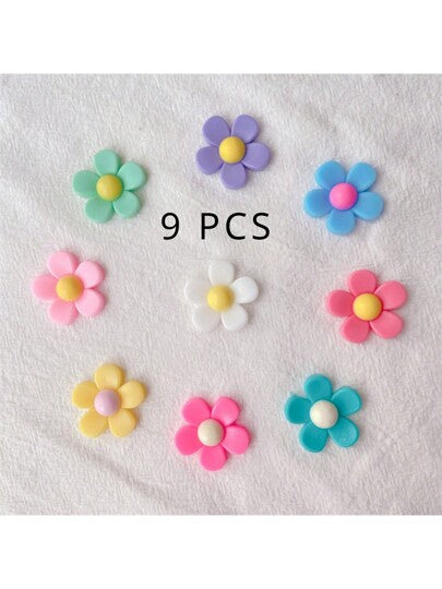 شارمات حذاء زهرية على شكل زهور, 9 قطع, إكسسوارات حذاء DIY، مناسبة لصنادل وفليب فلوب النسائية