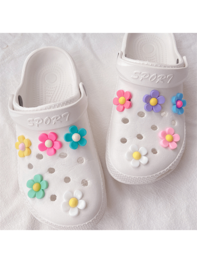 شارمات حذاء زهرية على شكل زهور, 9 قطع, إكسسوارات حذاء DIY، مناسبة لصنادل وفليب فلوب النسائية