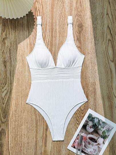 مايوه حريمي قطعة واحدة Swim مايوه كامل للنساء بقماش ناعم ولون صلب ونسيج ناعم، مناسب للشاطئ وفصل الصيف