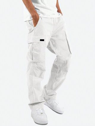 Manfinity Hypemode بنطلون كاجوال بتصميم جيوب للرجال أحادي اللون للاستخدام اليومي