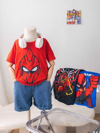 3قطع/عبوة اشتر 1 وأحصل على 2, مجموعة تيشيرتات شبابية رياضية كاجوال إطلالة شيك بطباعات, جميلة, مضحكة, رقيقة, مناسبة للارتداء اليومي، المدرسة، السفر، الرياضة، الربيع/الصيف