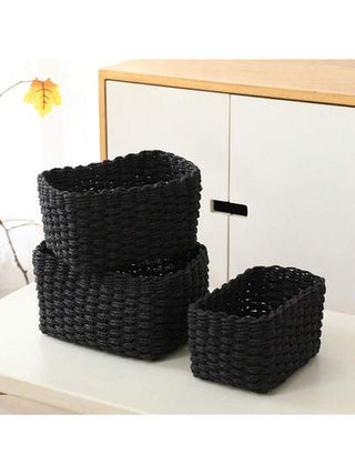 3 قطع/1 قطعة سلة تخزين محاكة، أدوات منظمة للرفوف، حاويات التخزين، أدراج الخزائن ، سلال صغيرة من الحصير، للمنظم المنزل في المطبخ والحمام والغرفة والغرفة المعيشة، سلال بوهيمية للزينة ساحلية، تراكيب هندسية لديكور الحديقة الداخلي/الخارجي، عودة إلى المدرسة
